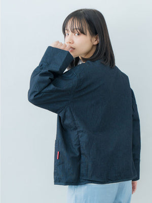 No Collar Denim Shirt Jacket