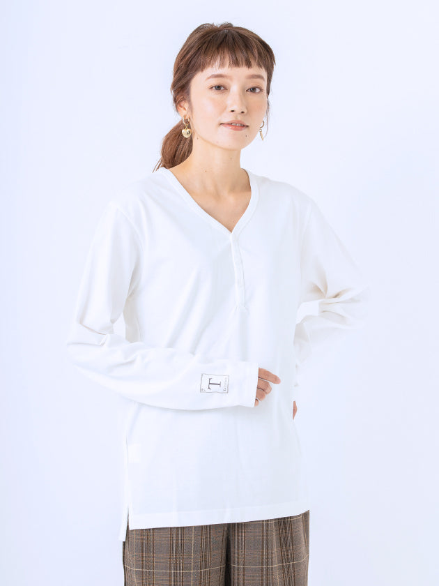 Long Sleeve Henley Neck Tee