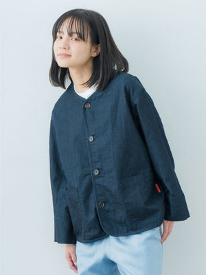 No Collar Denim Shirt Jacket