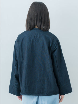 No Collar Denim Shirt Jacket