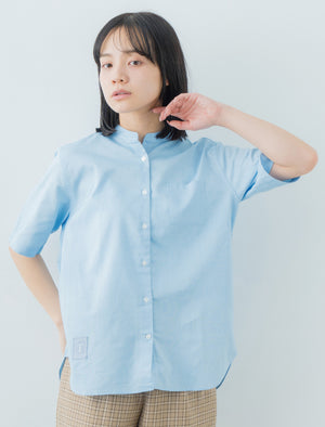 PREMIUM COTTON OXFORD | Short Sleeve Collarless Shirts